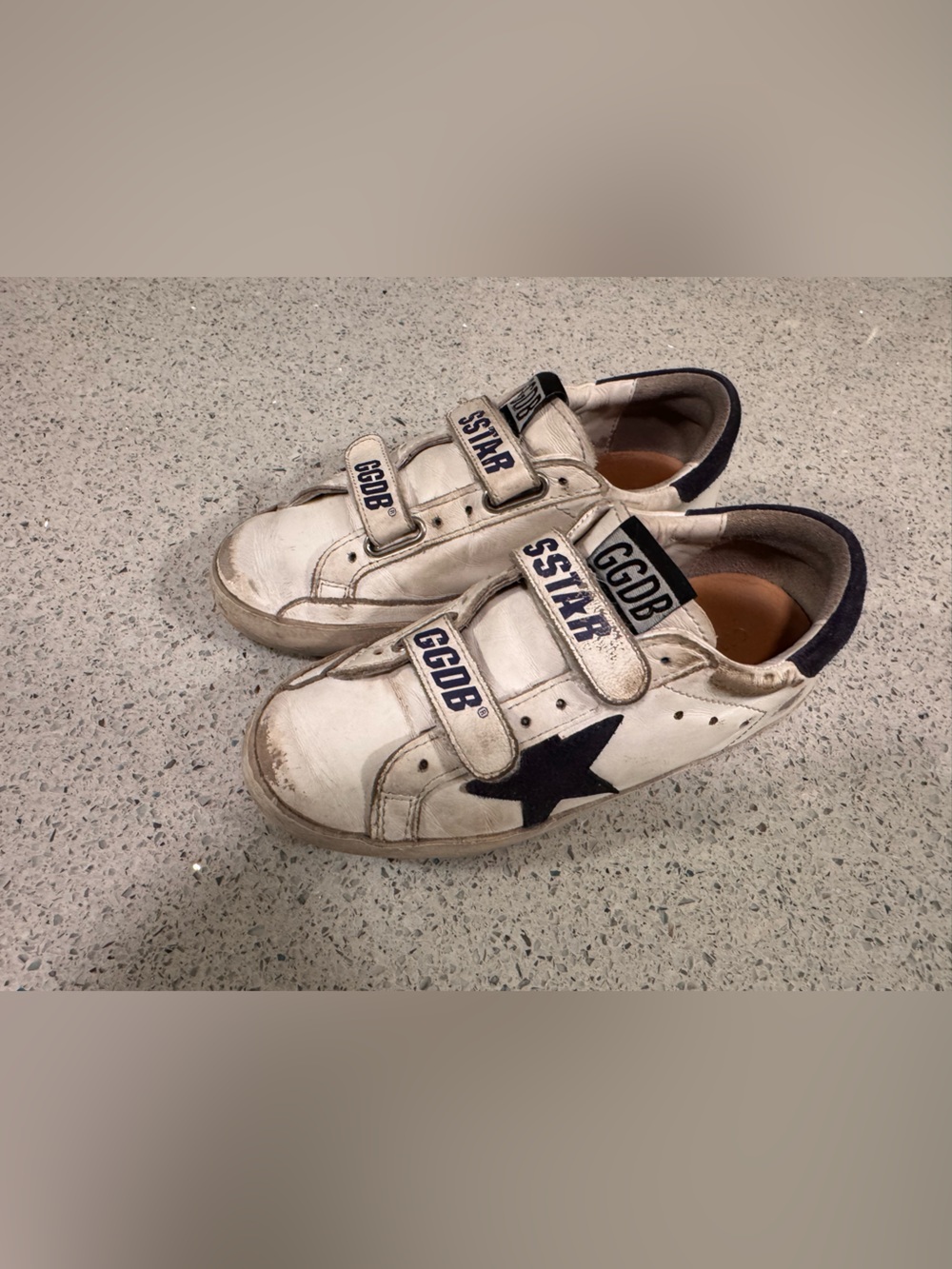 Golden Goose White Kids Sneakers with Navy Star and Velcro GGDB 31